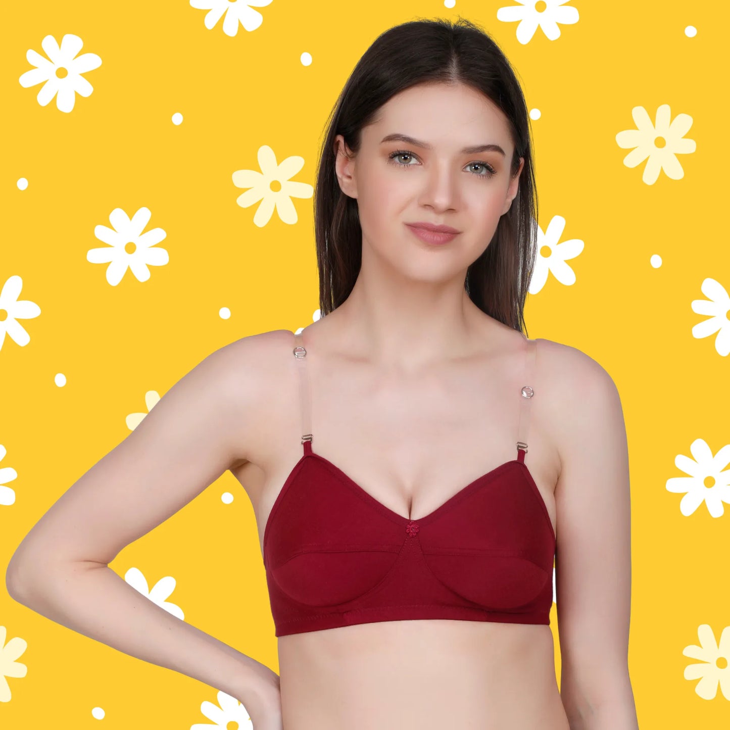 ✨ TCG Transparent Strap Styles 🌸Cotton Lycra Bra 👙🧵