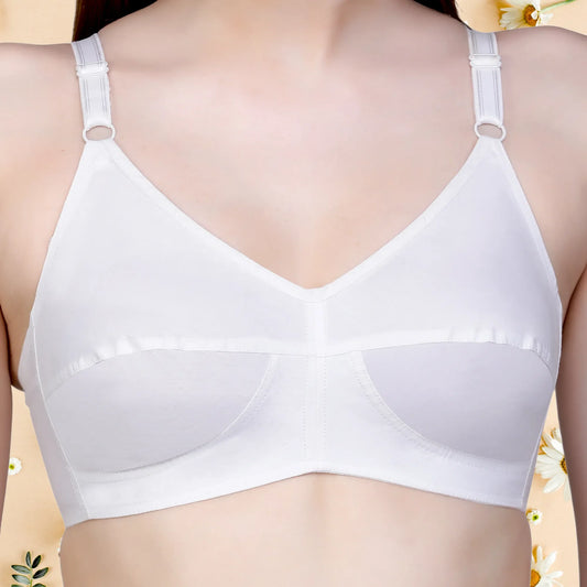✨ TCG 100% Cotton 🌿 Full Coverage White 👙 Bra for Daily Use ☁️