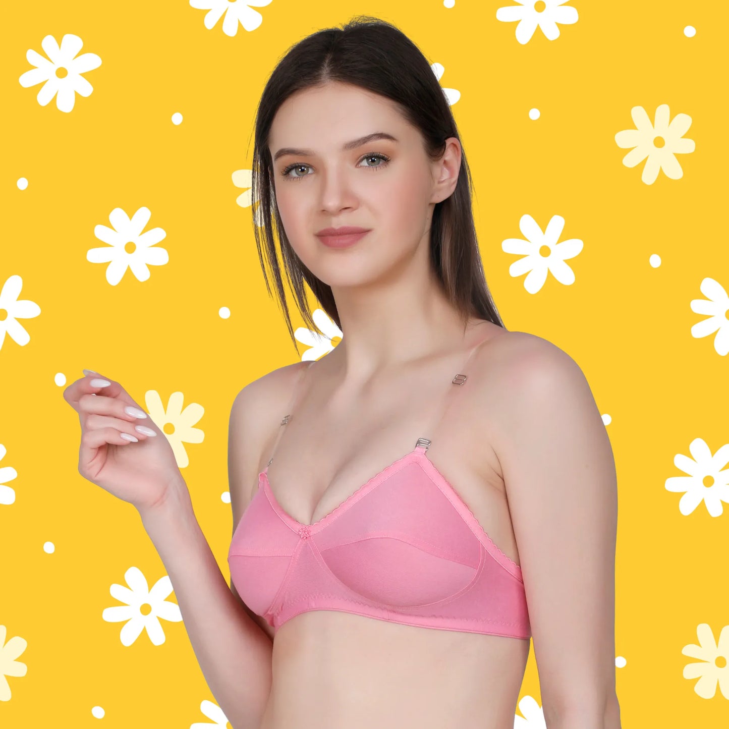 ✨ TCG Transparent Strap Styles 🌸Cotton Lycra Bra 👙🧵