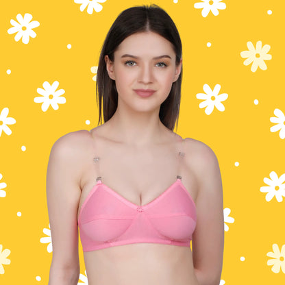 ✨ TCG Transparent Strap Styles 🌸Cotton Lycra Bra 👙🧵