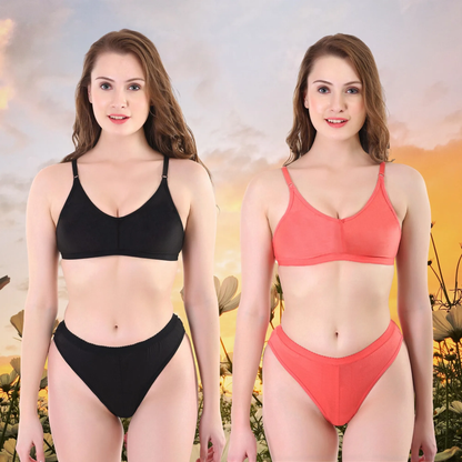 🎀 TCG Daily Use 100% 🌿 Cotton Base 👙 Bra & Panty 2pcs Combo ✨