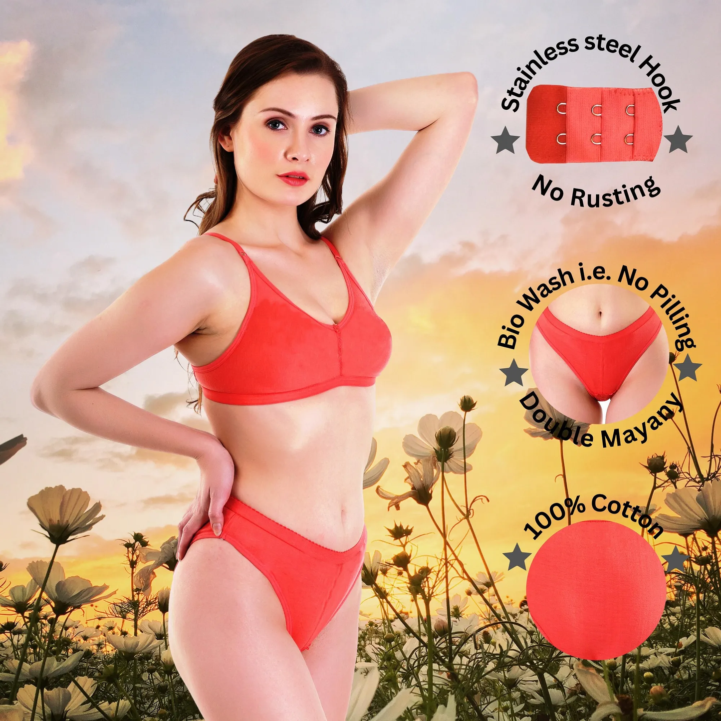 ✨ TCG Daily Use 100% 🌿 Cotton Base 👙 Bra & Panty Set 💎
