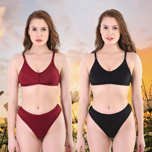 🎀 TCG Daily Use 100% 🌿 Cotton Base 👙 Bra & Panty 2pcs Combo ✨