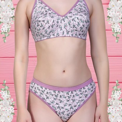 ✨TCG Flower 🌸Print Daily Use 🌿 Cotton Bra & Panty Set 👙