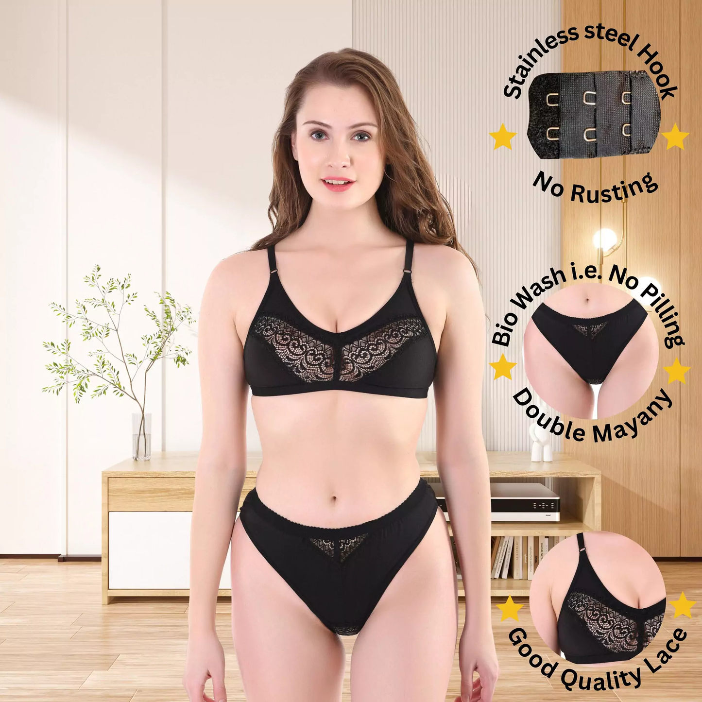 ✨ TCG Bridal 💖 Honeymoon Net & Cotton Base 👙 Lingerie Set 👰