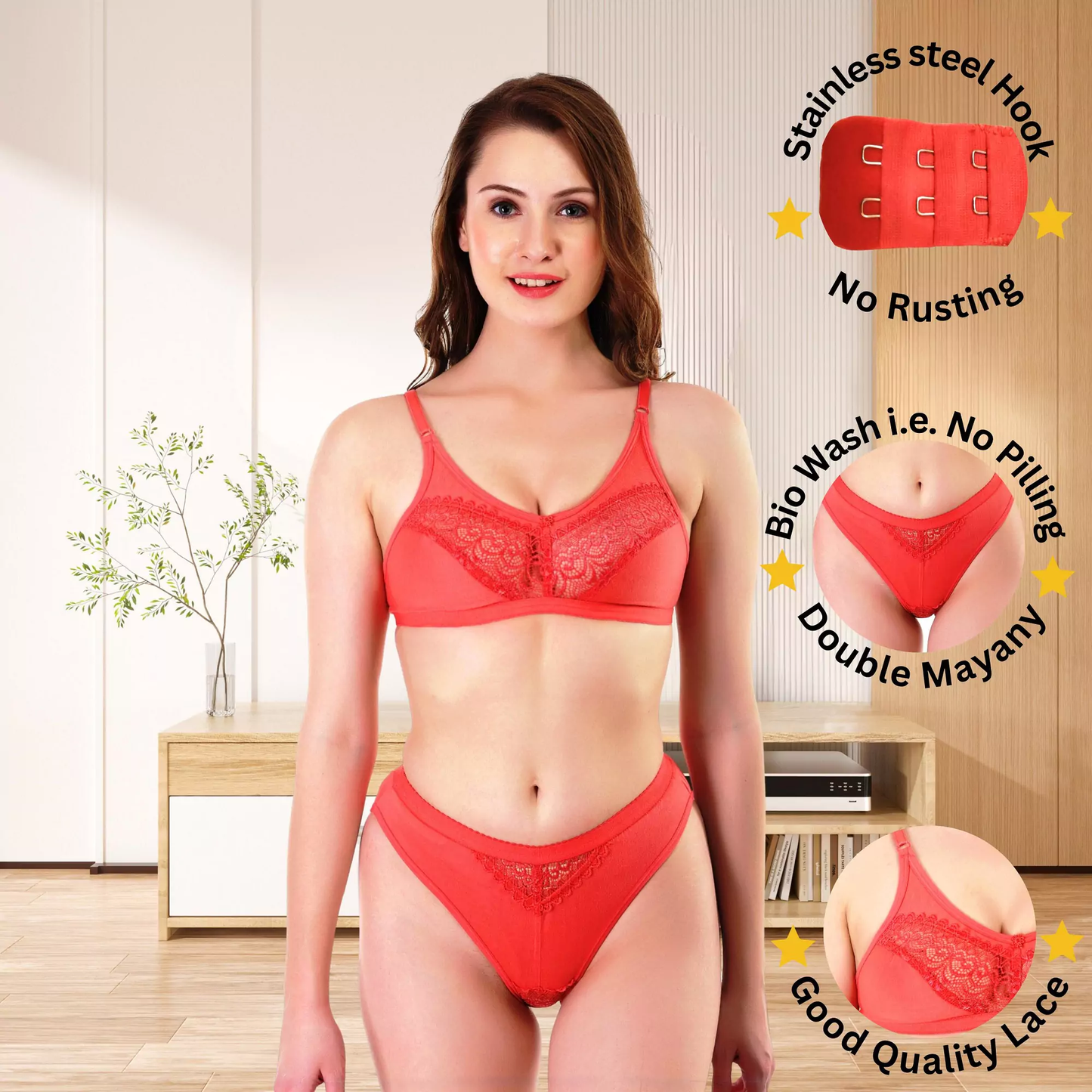 ✨ TCG Bridal 💖 Honeymoon Net & Cotton Base 👙 Lingerie Set 👰