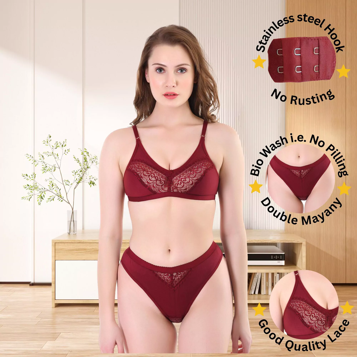 ✨ TCG Bridal 💖 Honeymoon Net & Cotton Base 👙 Lingerie Set 👰
