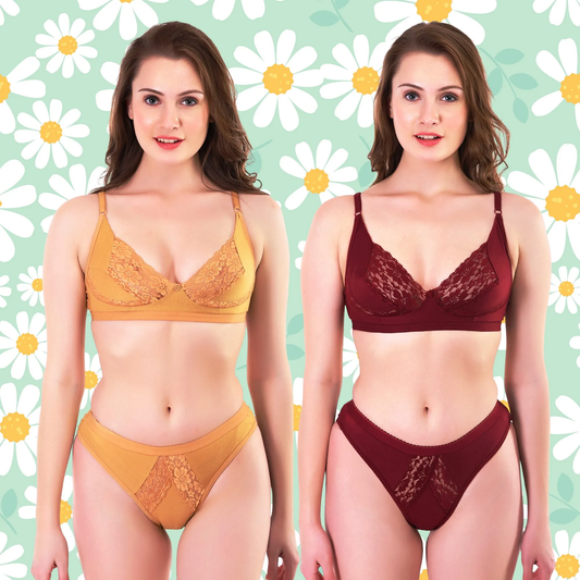 ✨ TCG 👰 Bridal Cotton 🌿 2pcs Combo Lingerie Set 👙